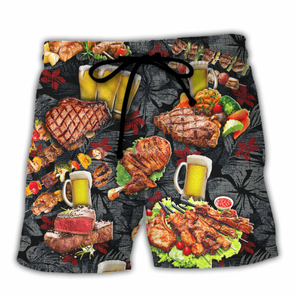 Barbecue Food Meat BBQ Warning BBQ Zone - Beach Short - Owl Ohh