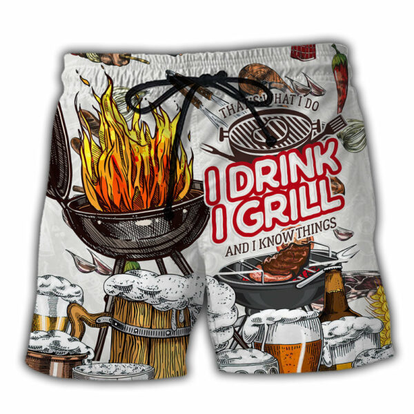 BBQ Grill And Drink Beer - Beach Short  - Owl Ohh