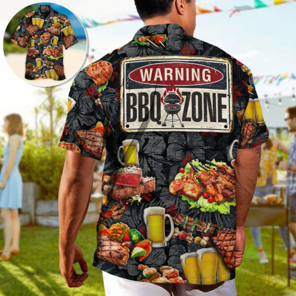 Barbecue Food Meat BBQ Warning BBQ Zone - Hawaiian Shirt - Owl Ohh - Image 2