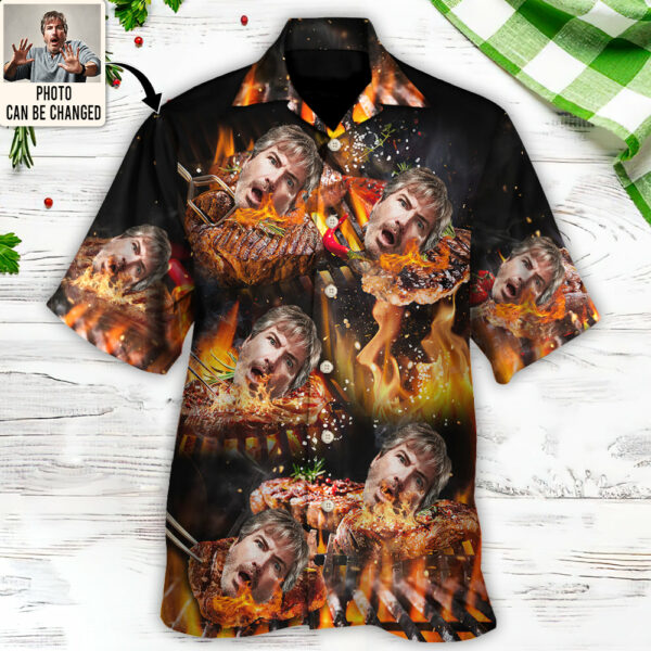 BBQ Grill Funny Style Custom Photo - Hawaiian Shirt - Personalized Photo Gifts - Image 3