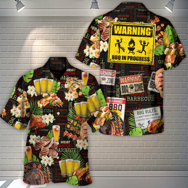 Barbecue Funny BBQ Beer Warning BBQ In Progress BBQ Zone - Hawaiian Shirt - Owl Ohh - Image 3