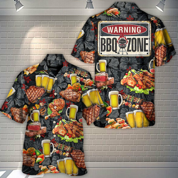 Barbecue Food Meat BBQ Warning BBQ Zone - Hawaiian Shirt - Owl Ohh - Image 3