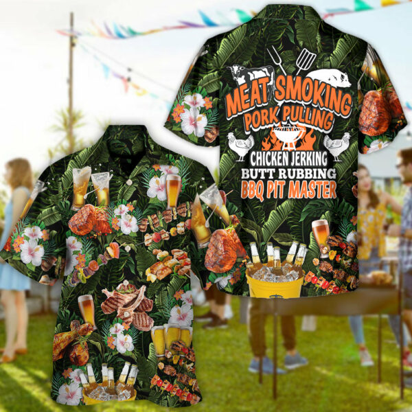 Barbecue Funny BBQ Beer Meat Smoking Pork Pulling Chicken Jerking Butt Rubbing BBQ Pit Master - Hawaiian Shirt - Owl Ohh - Image 3