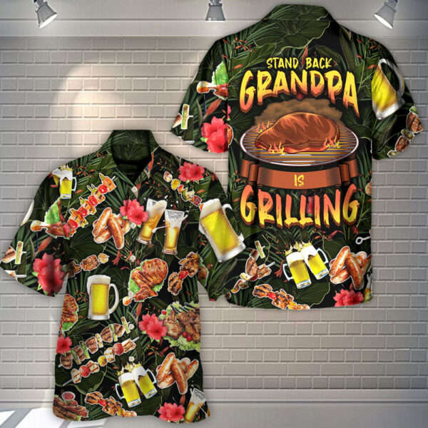 Barbecue Funny BBQ Stand Back Grandpa Is Grilling - Hawaiian Shirt - Owl Ohh - Image 4