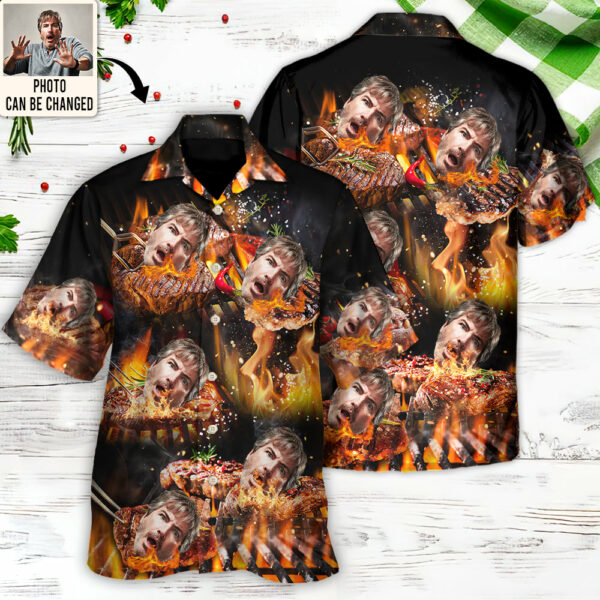 BBQ Grill Funny Style Custom Photo - Hawaiian Shirt - Personalized Photo Gifts - Image 4