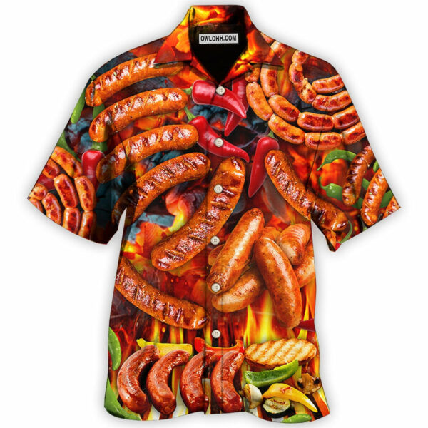 BBQ Hot Grilled Sausage Style - Hawaiian Shirt  - Owl Ohh