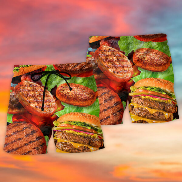 BBQ Hamburger Patties BBQ Style - Beach Short  - Owl Ohh - Image 2