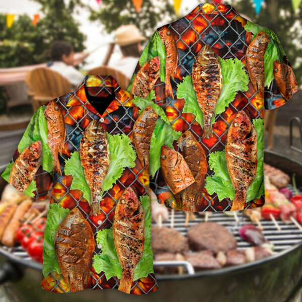 Food Delicious Grilled Fish BBQ Style - Hawaiian Shirt  - Owl Ohh - Image 3