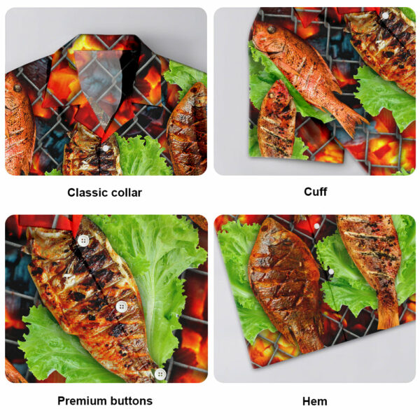 Food Delicious Grilled Fish BBQ Style - Hawaiian Shirt  - Owl Ohh - Image 2