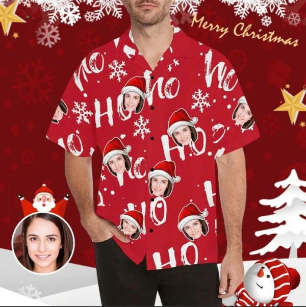 Beach Shirt Custom Face On Funny Ho Ho Ho Red Hawaiian Shirts  - Free Design 9to5vibe