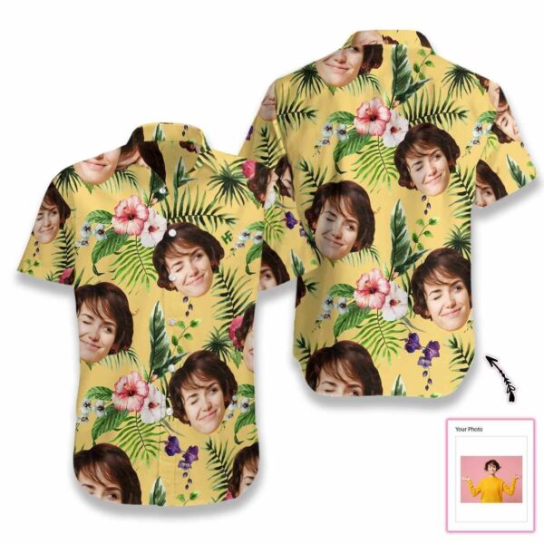 Beach Shirt High Quality Funny Personalized Flower Pattern Hawaiian Shirts Custom Face  - Free Design 9to5vibe