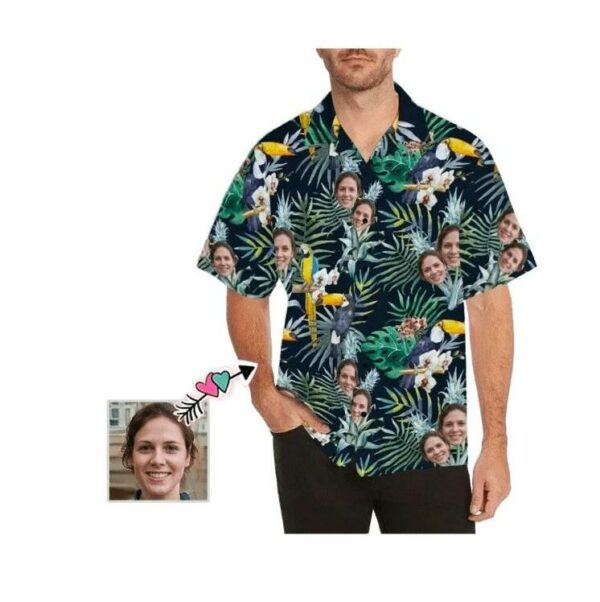 Beach Shirt Order Funny Custom Face Tropical Parrot Unisex Hawaiian Shirts  - Free Design 9to5vibe