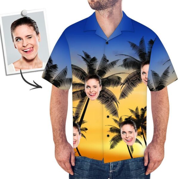 Custom Face All Over Print Hawaiian Shirt Coconut Trees  - Free Design 9to5vibe