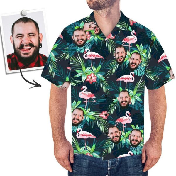 Custom Face All Over Print Hawaiian Shirt Flamingo Flowers And Leaves - Free Design 9to5vibe