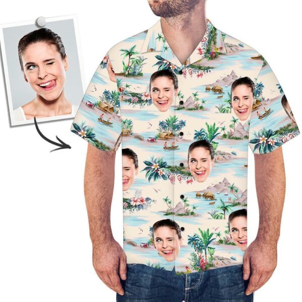 Custom Face All Over Print With Landscape Pattern Hawaiian Shirt  - Free Design 9to5vibe