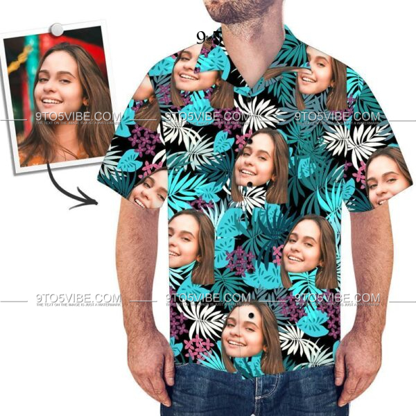 Custom Face All Over Printed Hawaiian Shirt Leaves - Free Design 9to5vibe