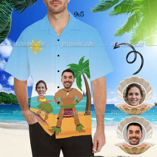 Custom Face Beach Dance Men's All Over Print Hawaiian Shirt - Free Design 9to5vibe