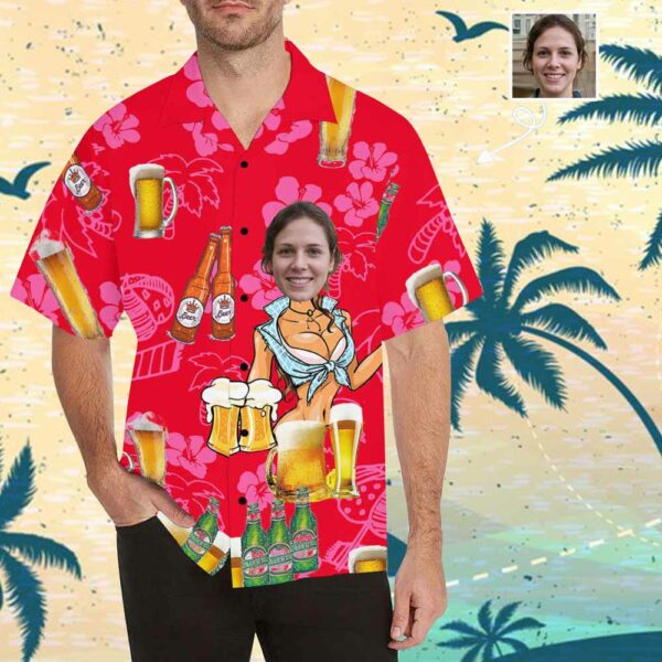 Custom Face Beer Men's All Over Print Hawaiian Shirt - Free Design 9to5vibe