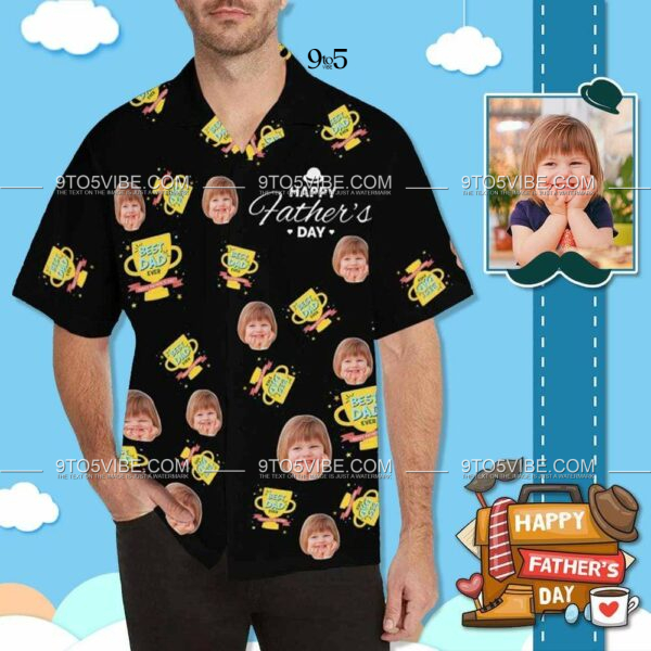 Custom Face Best Dad Ever Men's All Over Print Hawaiian Shirt - Free Design 9to5vibe