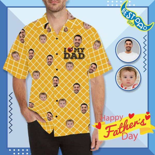 Custom Face Best Gift For Dad Men's All Over Print Hawaiian Shirt  - Free Design 9to5vibe