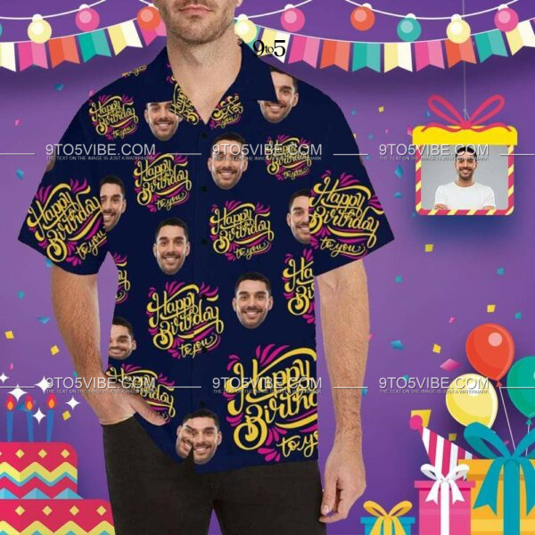 Custom Face Birthday Patterns Men's All Over Print Hawaiian Shirt - Free Design 9to5vibe