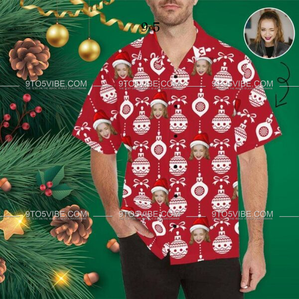 Custom Face Christmas Ball Men's Hawaiian Shirt  - Free Design 9to5vibe