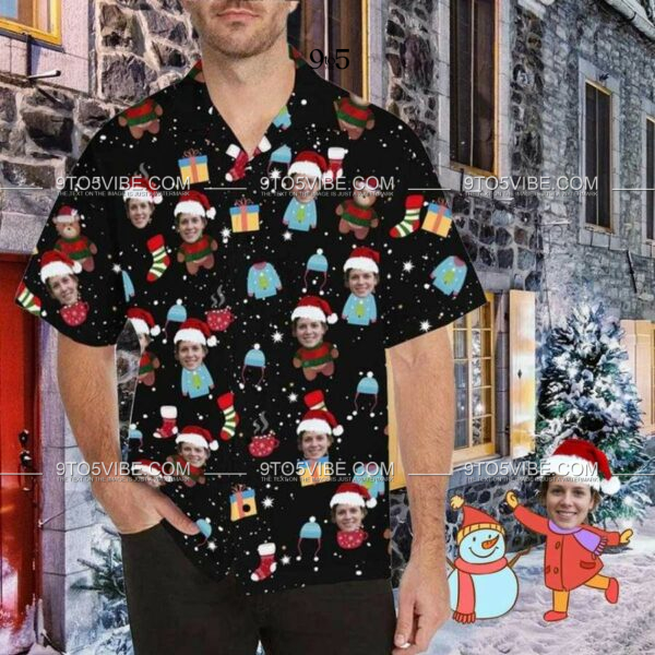 Custom Face Christmas Black Hawaiian Shirts  - Free Design 9to5vibe