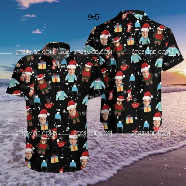 Custom Face Christmas Black Hawaiian Shirts  - Free Design 9to5vibe