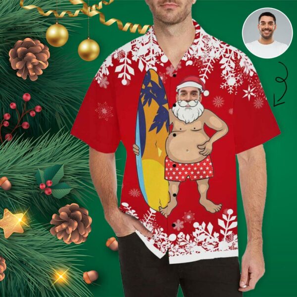 Custom Face Christmas Funny Men's Hawaiian Shirt - Free Design 9to5vibe