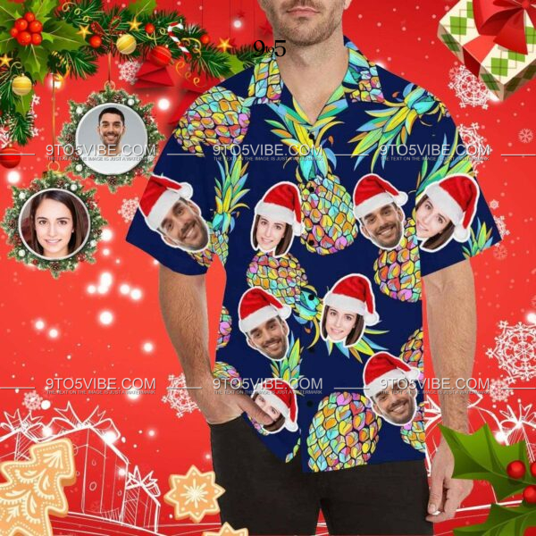 Custom Face Christmas Pineapple Men's All Over Print Hawaiian Shirt  - Free Design 9to5vibe