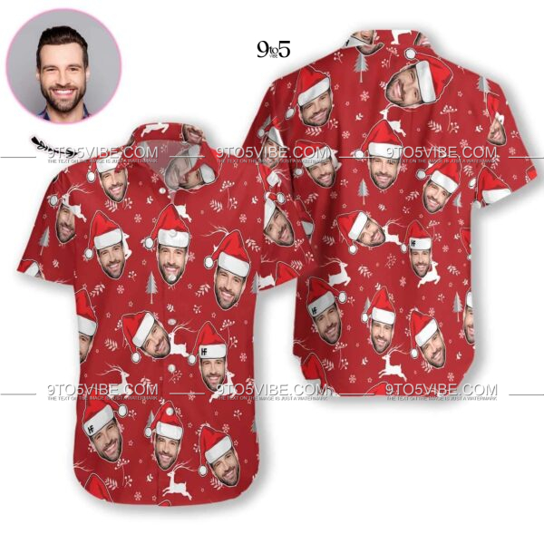 Custom Face Christmas Red Hawaiian Shirts  - Free Design 9to5vibe