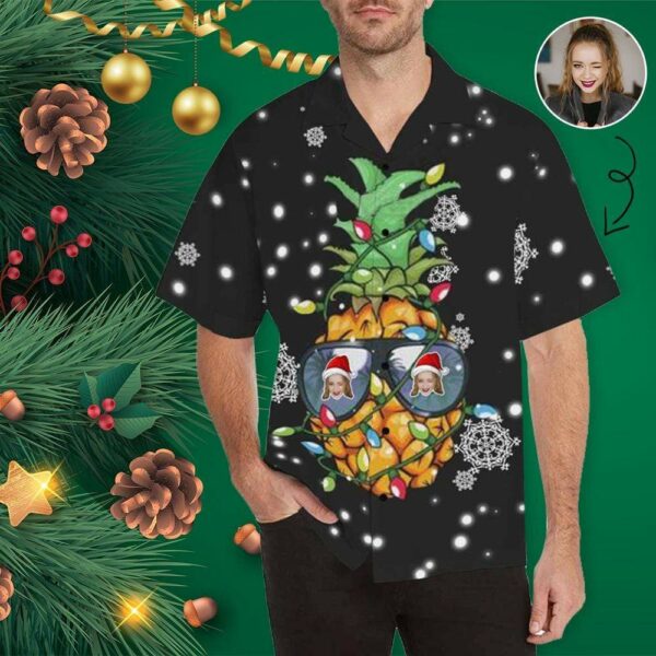 Custom Face Christmas Snow Men's Hawaiian Shirt - Free Design 9to5vibe