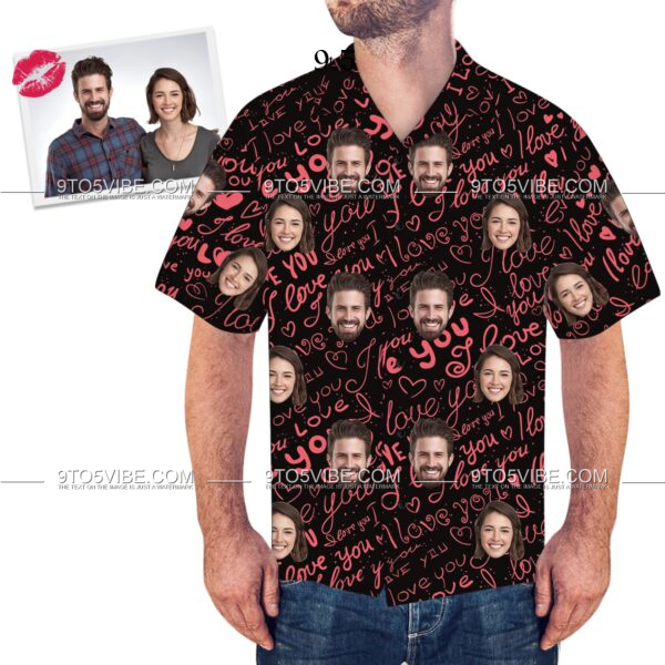 Custom Face Couple Hawaiian Shirt Expression Of Love  - Free Design 9to5vibe