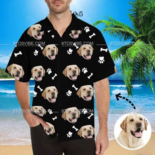 Custom Face Dog And Bone Men's All Over Print Hawaiian Shirt - Free Design 9to5vibe