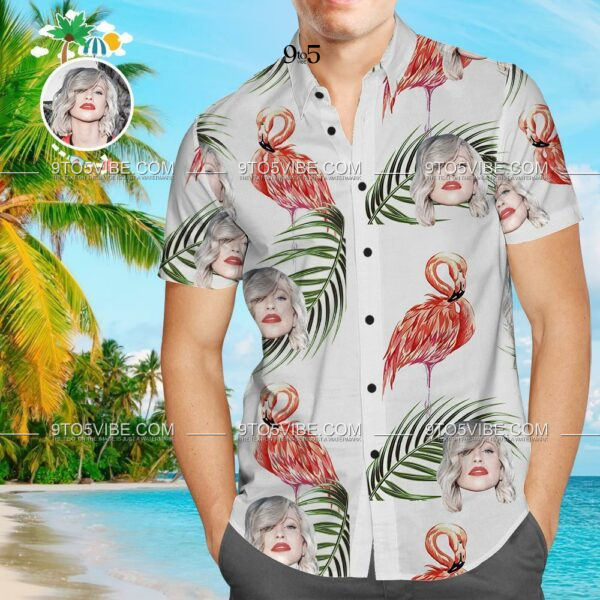 Custom Face Funky Hawaiian Shirt Flamingo Button Down Shortsleeve Shirts  - Free Design 9to5vibe