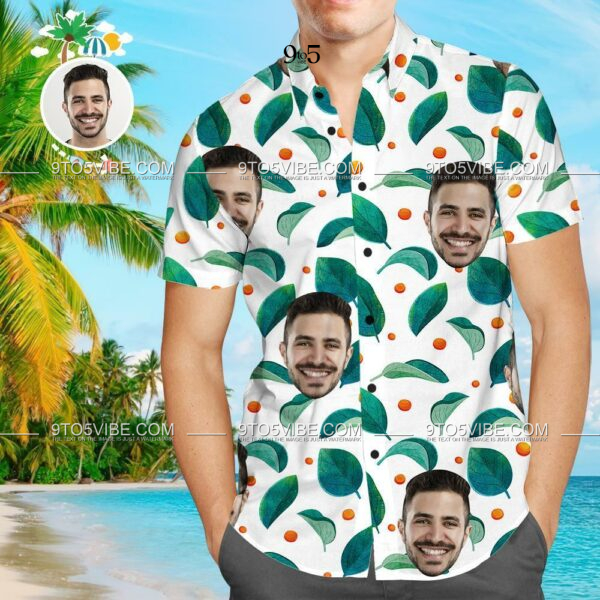 Custom Face Funky Hawaiian Shirt Leaves Button Down Shirts  - Free Design 9to5vibe