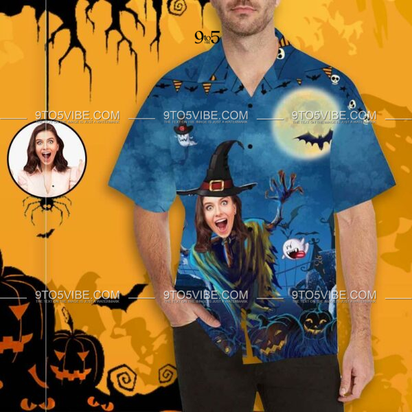 Custom Face Halloween Gift Men's All Over Print Hawaiian Shirt  - Free Design 9to5vibe