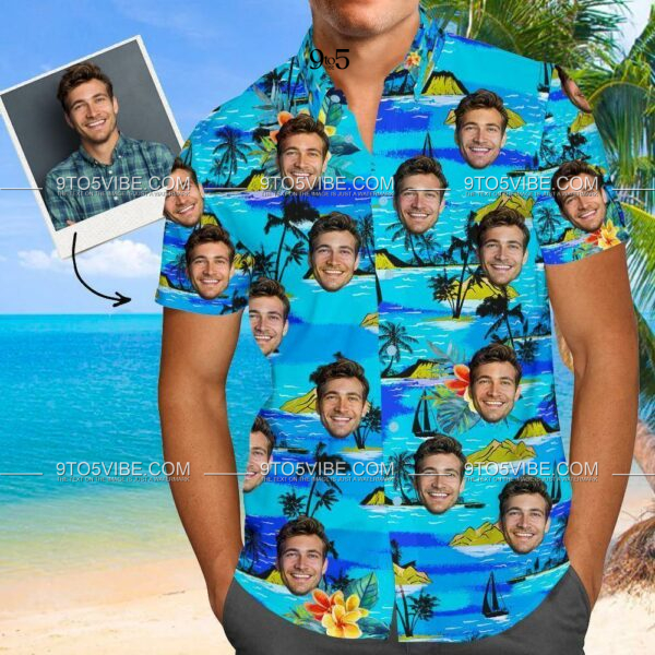 Custom Face Hawaiian Gang Style Shirt For Men  - Free Design 9to5vibe