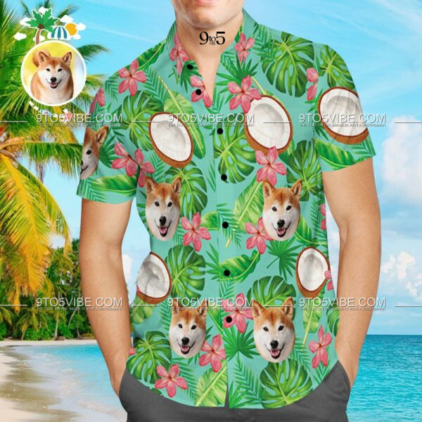 Custom Face Hawaiian Shirt Coconut Aloha Beach Shirt with Dog Face  - Free Design 9to5vibe