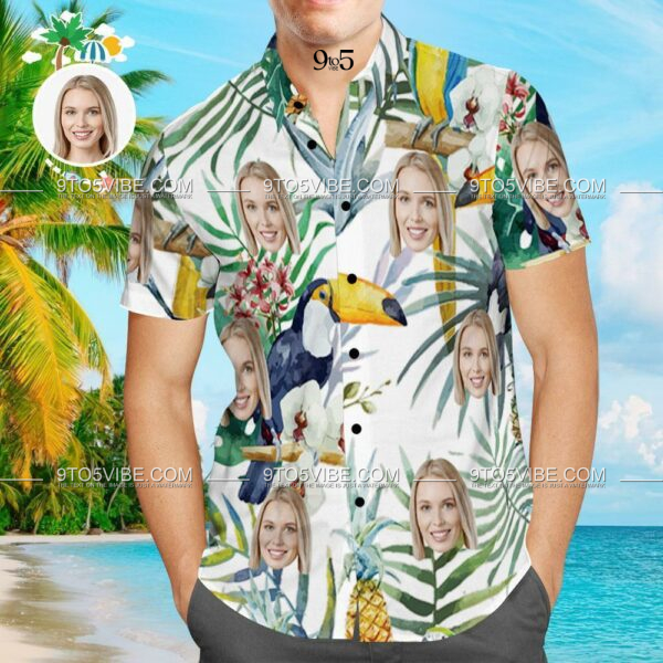 Custom Face Hawaiian Shirt Funny Bird Design Aloha Beach Shirt - Free Design 9to5vibe