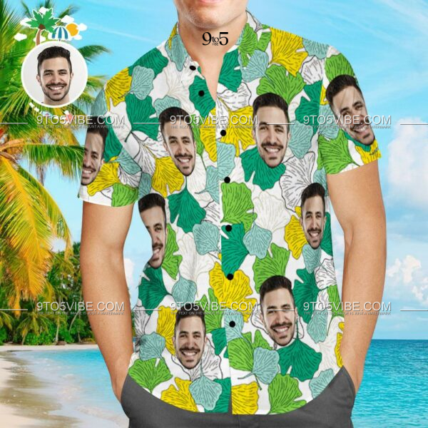 Custom Face Hawaiian Shirt Leaves Aloha Beach Shirt  - Free Design 9to5vibe