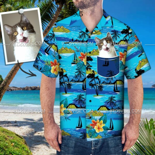 Custom Face Hawaiian Shirt Personalized Photo Fake Pocket Shirt Sailing Tree  - Free Design 9to5vibe