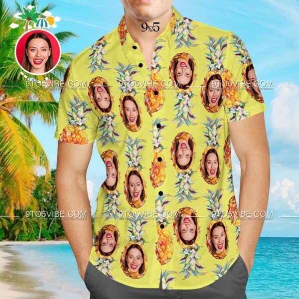 Custom Face Hawaiian Shirt Pineapple Design Aloha Beach Shirt  - Free Design 9to5vibe