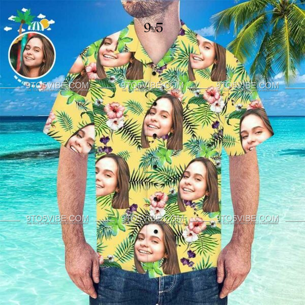 Custom Face Hawaiian Shirt Rainforest Personalized Tee for Husband - Free Design 9to5vibe