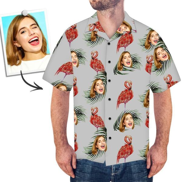 Custom Face Hawaiian Shirt Red Flamingo - Free Design 9to5vibe