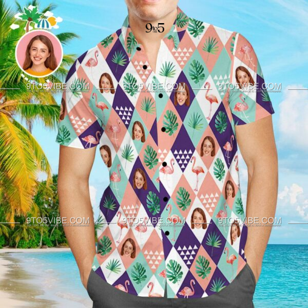 Custom Face Hawaiian Shirt Tree and Flamingo Aloha Beach Shirt  - Free Design 9to5vibe