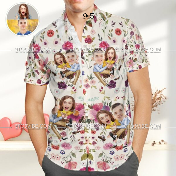 Custom Face Hawaiian Shirts -  Floral Design Shirts -  Best Gift for Lovers  - Free Design 9to5vibe