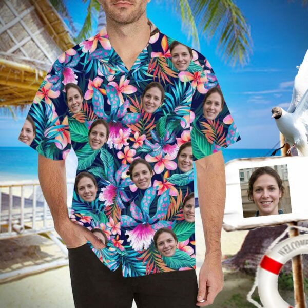 Custom Face Hawaiian Shirts Face Colorful Flowers Unisex & Teenage Hawaiian Shirt  - Free Design 9to5vibe