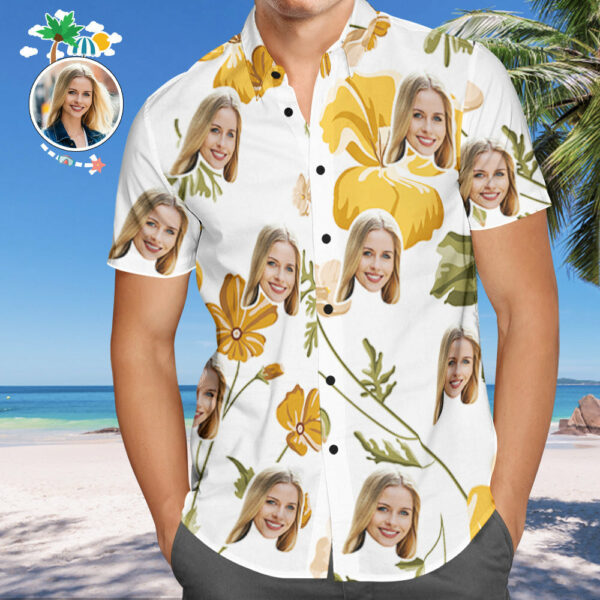 Custom Face Hawaiian Shirts Tropical Beach Shirt Fashion Floral Shirt Gift for Men  - Free Design 9to5vibe