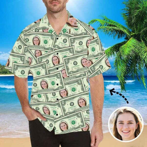 Custom Face Money Men's All Over Print Hawaiian Shirt  - Free Design 9to5vibe